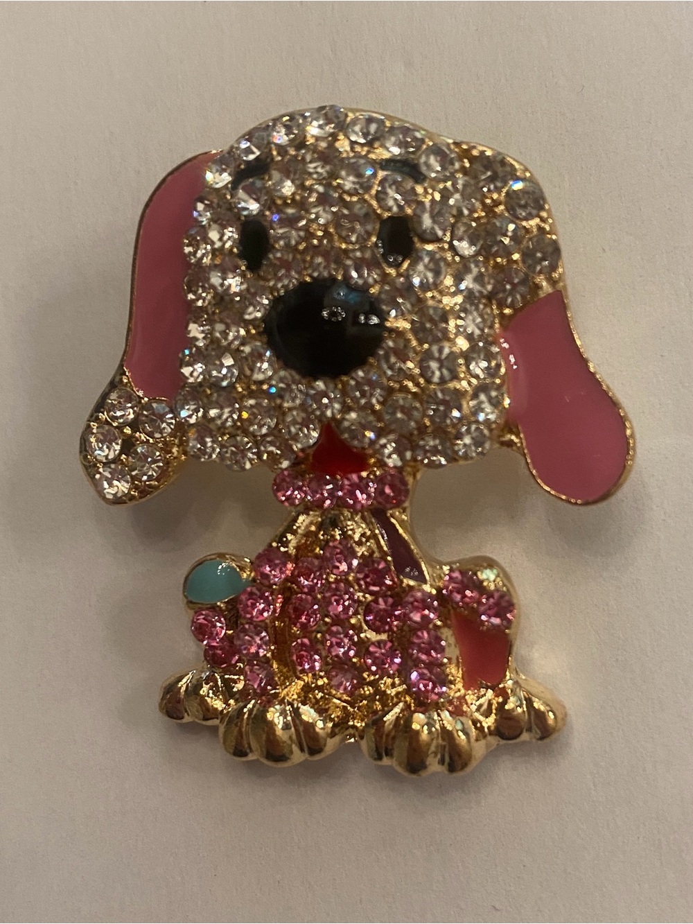 Dog Crystal Brooch Pin New